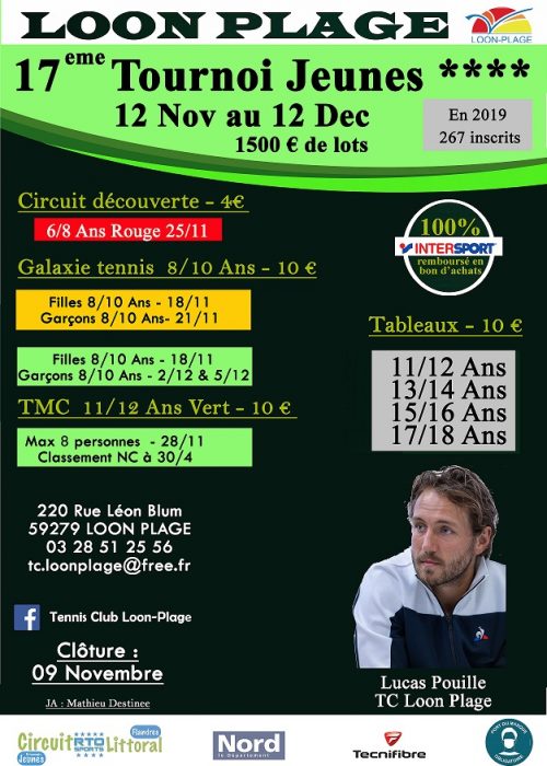 Affiche Open Jeunes Tennis club loon plage